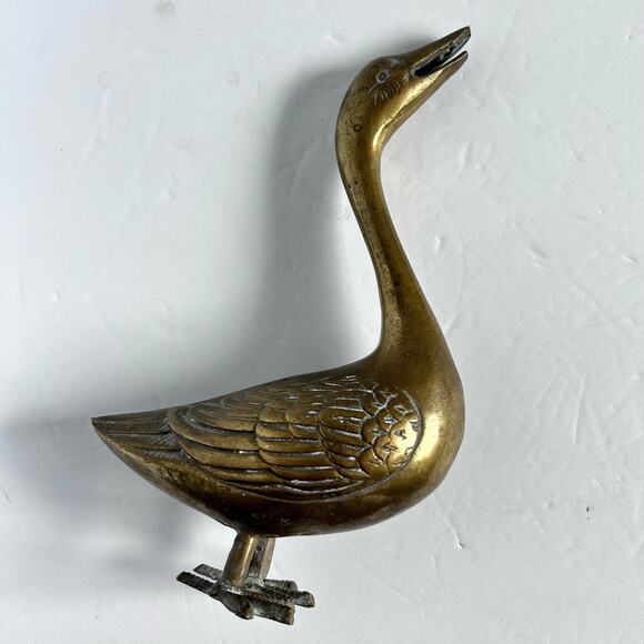 Brass Goose MCM Letter Holder 8.5" Duck Foul Paperweight Gold Patina - Picture 7 of 7